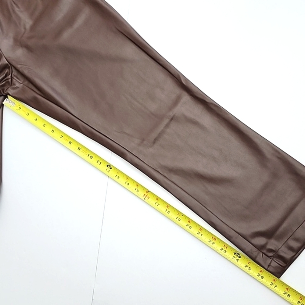 DKNY Jeans Women's Brown Faux Leather Pants Straight Leg Pockets M - Picture 11 of 11